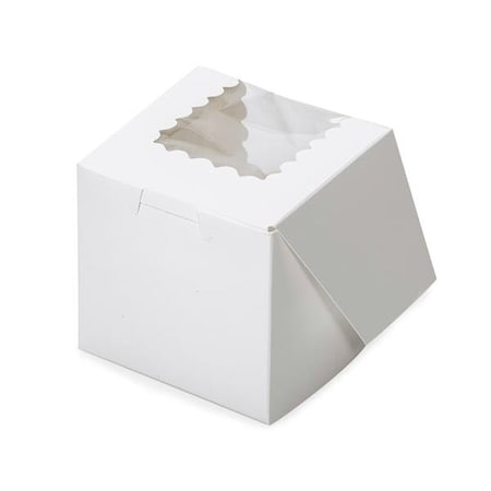 Nashville Wraps 4x4x4 White Window Cupcake Boxes, 1-piece Lock Corner, 100PK BBWHW444