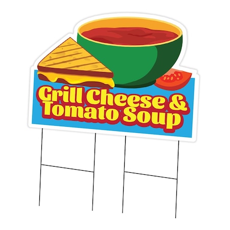 Signmission Grilled Cheese & Tomato Soup Die Cut Yard & Stake plastic, 2436-Grilled Cheese & Tomato Soup C-DC-2436-DS-Grilled Cheese And Tomato Soup19
