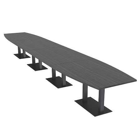 Skutchi Designs Boat Conference Table With Power, 48 in W, 264 in L, Grey HAR-BOT-48x264-DOU.BK-WA7949-NA