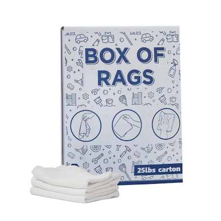 Supremeplus New White Heavyweight Cotton Rags, 25 lbs. Box SP-2503