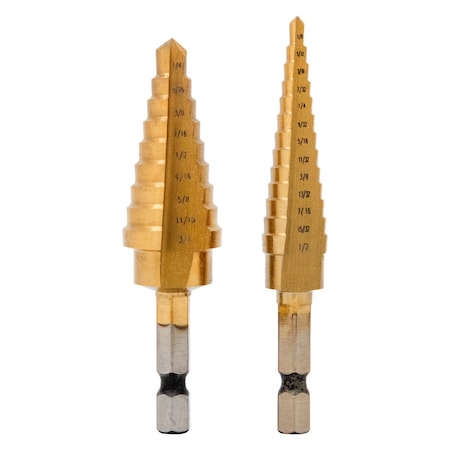 A E S Industries Step Drill Bit Titanium Coated, 2PK AD96002