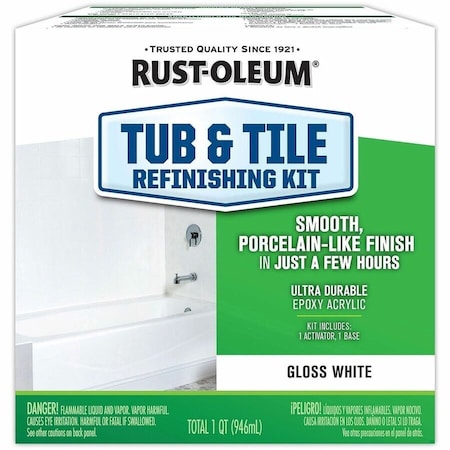 Rust-Oleum Specialty Tub and Tile Refinishing Kit, Gloss White, Quart, 4PK 384165