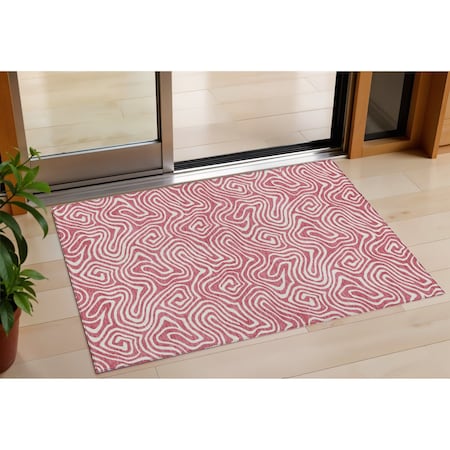 Homeroots 3' X 5' Blush And Ivory Abstract Washable Indoor Outdoor Area Rug 599694