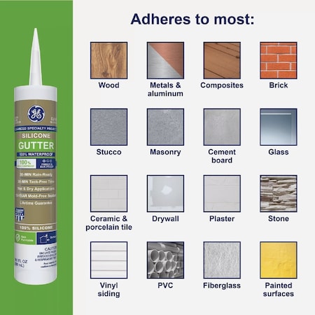Ge Gutter Silicone Advanced Speciality Products Clear 10.1 Oz. Cartridge 2823398