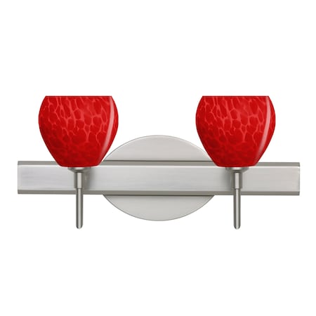 Besa Lighting Besa, Tay Tay Vanity, Red Cloud, Satin Nickel Finish, 2x5W LED 2SW-5605RC-LED-SN