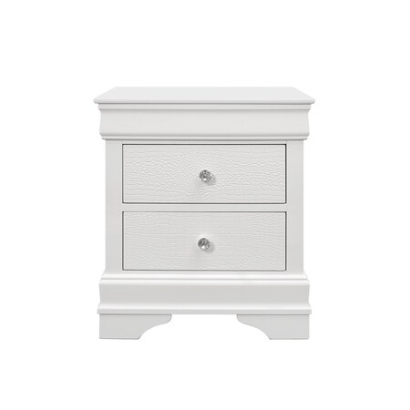 Homeroots 24" White Wood Shagreen Two Drawer Nightstand 478605