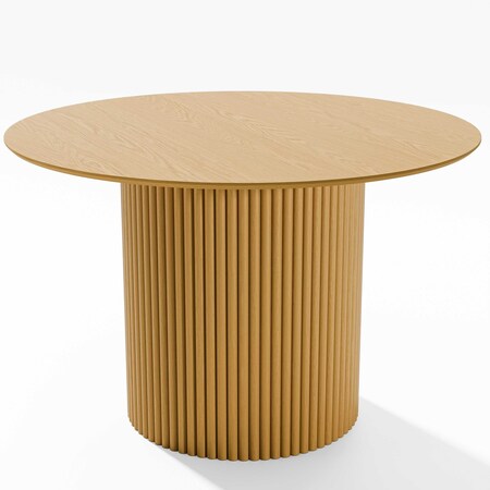 Homeroots 46" Brown Solid Wood Pedestal Base Round Top Dining Table 720972
