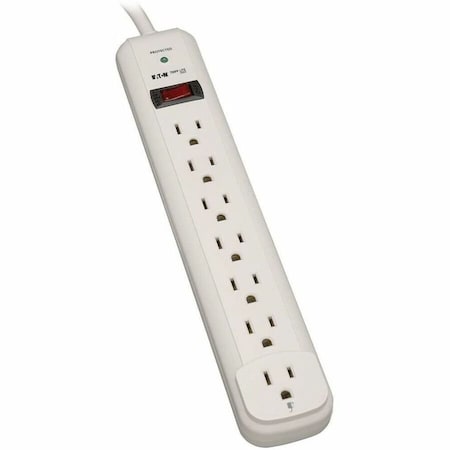 Tripp Lite Outlet Strip, Surge, 7 5-15R, 5-15P, 12 ft., Light Gray TLP712