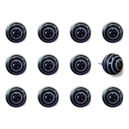 Homeroots 1.5" X 1.5" X 1.5" Black And Light Blue Knobs, 12PK 321683