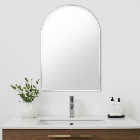 Homeroots 36" Silver Arch Aluminum Framed Bathroom Vanity Mirror 565040