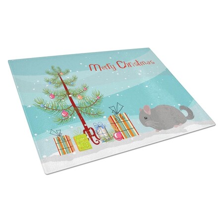 Carolines Treasures Agouti Chinchilla Merry Christmas Glass Cutting Board - Large CK4430LCB