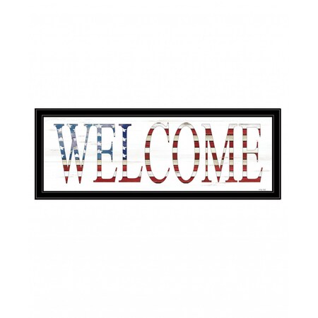 Homeroots Patriotic Welcome 2 Black Framed Print Wall Art 407593