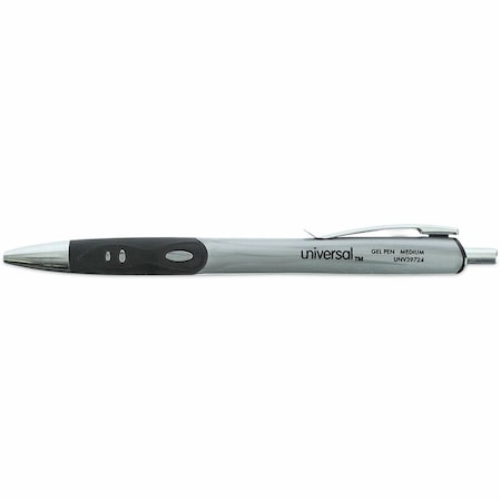 Universal Comfort Grip Retractable Gel Pen, Medium 0.7mm, Black/Silver, 36PK 39724