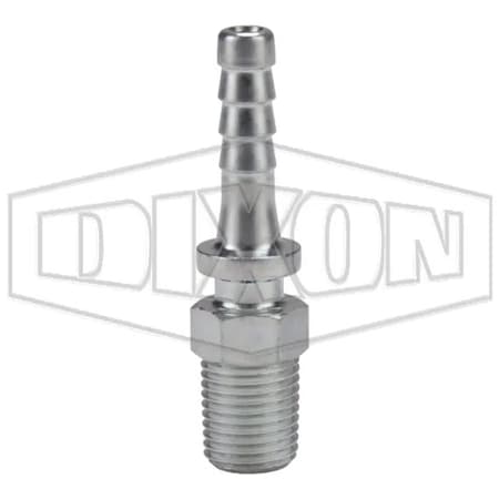 Dixon 3500 Nipple, 1/8 x 1/4 In, Mnpt x Hose Shank, Steel, Zinc Plated, Domestic 3501