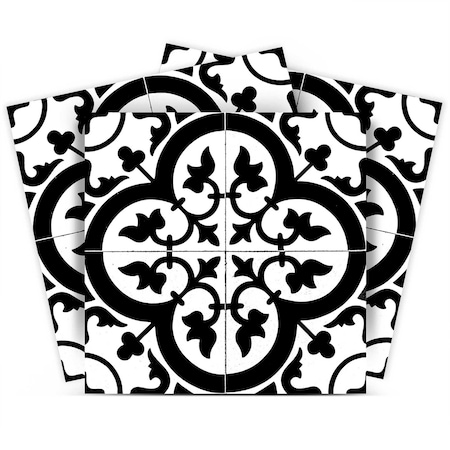 Homeroots 4" X 4" Black and White Roka Peel and Stick Removable Tiles 399935