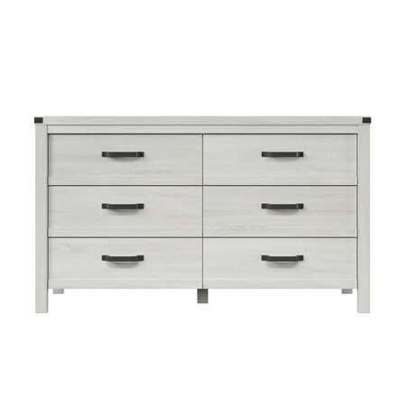 Homeroots 58" White Solid Wood Six Drawer Double Dresser 478652