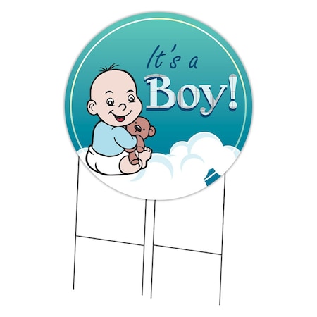 Signmission Corrugated Plastic Sign With Stakes 36in Circular-Its A Boy C-36-CIR-WS-Its a Boy