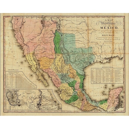 Homeroots 20" X 24" Vintage 1846 Map Of Mexico Wall Art 391972