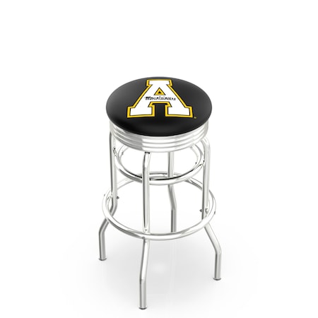 Holland Bar Stool Co 30" Chrome 2-Ring Appalachian State Swivel Bar Stool, Accent Ring L7C3C30AppStU