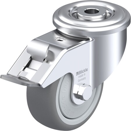 Blickle Kingpin Swivel Caster, TPR, 3-1/8", Brake LER-TPA 80KF-FI