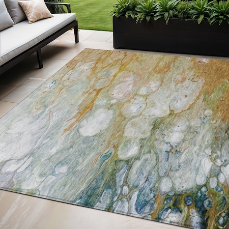Homeroots 5' X 8' Orange Abstract Washable Indoor Outdoor Area Rug 608614