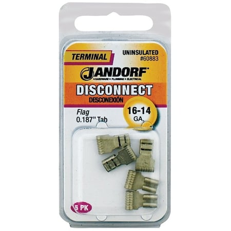 Jandorf Disconnect Terminal, 16 to 14 AWG Wire, Copper Contact, 5PK 60883