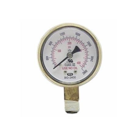 Best Welds Pressure Gauge, 2-1/2 in, 400 psi, Brass, 1/4 in NPT 900-B25400
