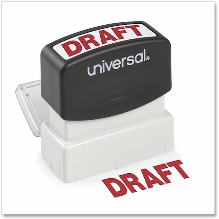 Universal Universal Message Stamp, DRAFT, Pre-Inked/Re-Inkable, Red UNV10049***