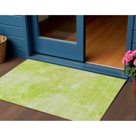Homeroots 3' X 5' Artichoke Green And Lime Green Nautical Washable Indoor Outdoor Area Rug 581719