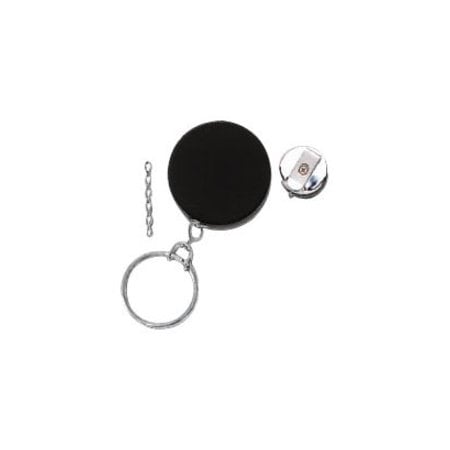 Brady BADGE REEL, BLACK /CHROME, 1-1/2in 38MM, HEAVY DUTY BADGE REEL, LINK CHAIN & NICKEL PLATED 2120-3325