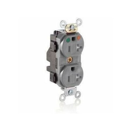 Leviton Lev-Lok Hospital Grade Tamper Resistant Duplex Receptacle, 20 Amp, 125 Volt MT830-IGG