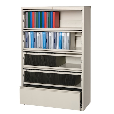 Hirsh 42" W 5 Drawer File Cabinet, Putty, Letter 17975