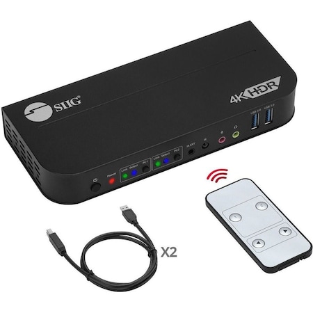 Siig 2x1 DisplayPort 4K KVM USB 3.0 Switch with Remote Control CE-KV0C11-S1