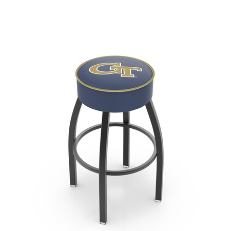 Holland Bar Stool Co 25" 4" Georgia Tech Cushion Seat, Blk Wrinkle Base Swivel Bar Stool L8B125GATech