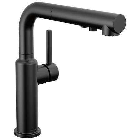 Delta Daneri Single Handle Pull-Out Kitchen Faucet Matte Black 16879-BL-DST