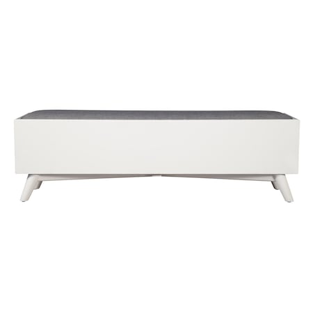 Homeroots 59in White Linen and Wood Upholstered Storage Bench with Drawers 523985