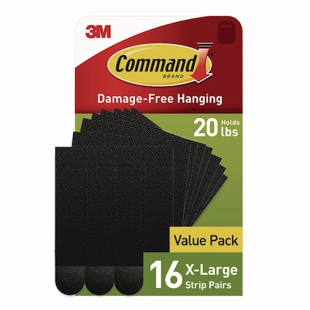 Command Picture Hanging Strips, X-Large, Removable, Holds up to 20 lbs per 4 Pairs, 16 Strip Pairs/Pack 17217BLK-16NA