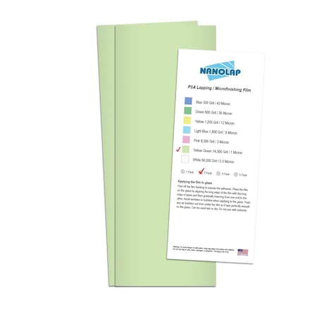 Nanolap PSA Lapping Film, 2 Pc 1 Micron (14,000 Grit), 4-0.25 in x 11 in Microfinishing Fine Sanding Paper 61545N
