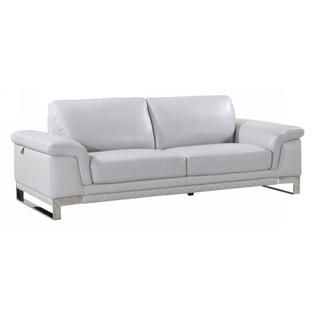 Homeroots 90" Light Gray Italian Leather Sofa With Silver Legs 329617
