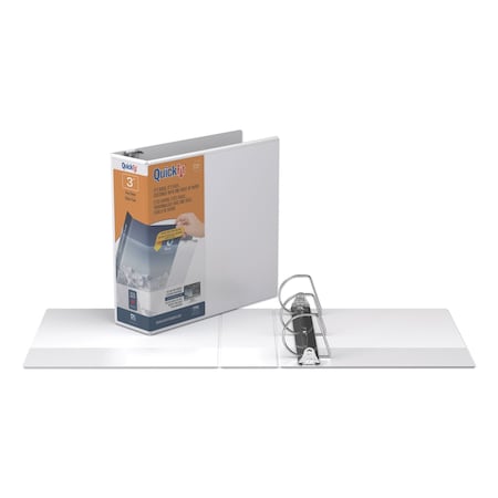 Stride QuickFit D-Ring View Binder, 3 Rings, 3in Capacity, 11 x 8.5, White 8705-00