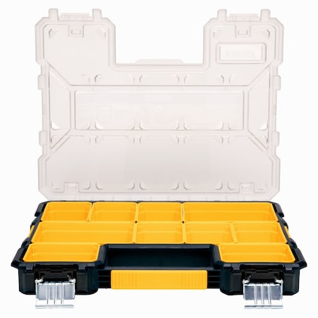 Dewalt Pro Small Parts Organizer, Plastic, Black/Yellow, 17-1/2 in W x 3 in D x 14 in H DWST14925
