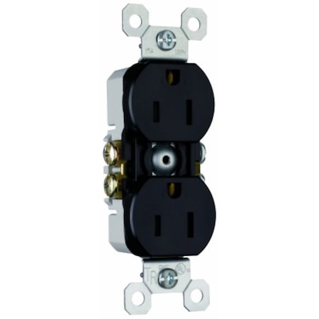 Legrand Straight Blade Receptacle, 5-15R, 15 A, 125V AC, 2 Pole, 3 Wire, Self-Grounded 3232TRBKCC14