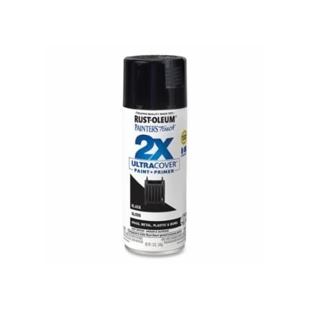 Rust-Oleum Painter's Touch 2X Ultra Cover Gloss Spray Paint + Primer, 12 oz, Aerosol Can, Gloss Black, 6PK 647-334026