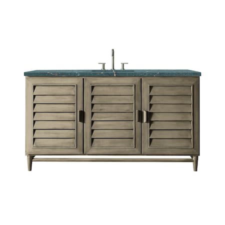 James Martin Vanities Portland 60'' S Vanity Whitewashed Walnut w/ Parisien Bleu Silestone Top w/ Wireless Charger 620-V60S-WW-FPBL