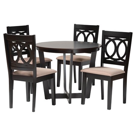 Baxton Studio Kara Modern Sand Dark Brown Finished Wood 5-Piece Dining Set 250-9399-10898-ZORO
