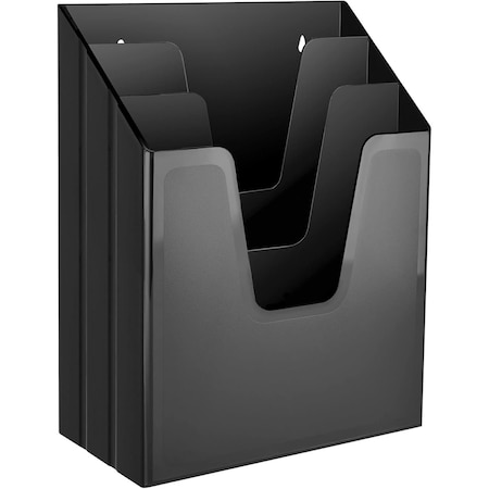 Acrimet Vertical Triple File Folder Holder Organizer, File Sorter (Plastic) (Black Color) 864.4
