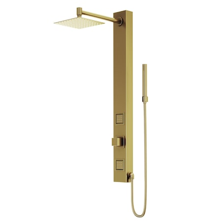 Vigo 39 in. H x 4 in. W 2-Jet Shower Panel System with Head & Hand Shower Wand in Matte Brushed Gold VG08014MG