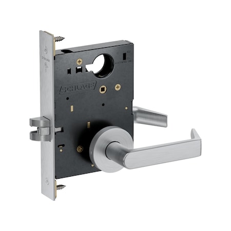 Schlage Grade 1 Passage Latch Mortise Lock, Non-Keyed, Rhodes Lever, A Rose, Satin Chrome Finish PM010 RHOA 626