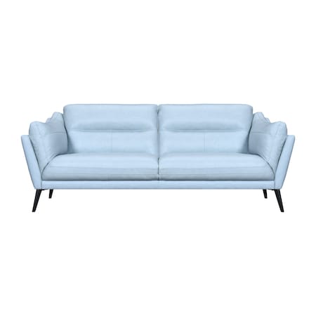 Homeroots 87" Sky Blue Leather Sofa With Black Legs 546414