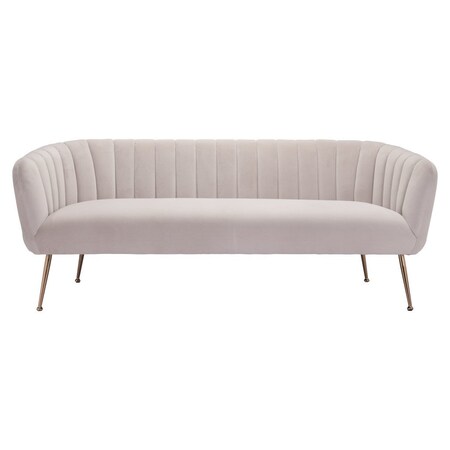 Homeroots 70" Beige Velvet Sofa With Gold Legs 385936
